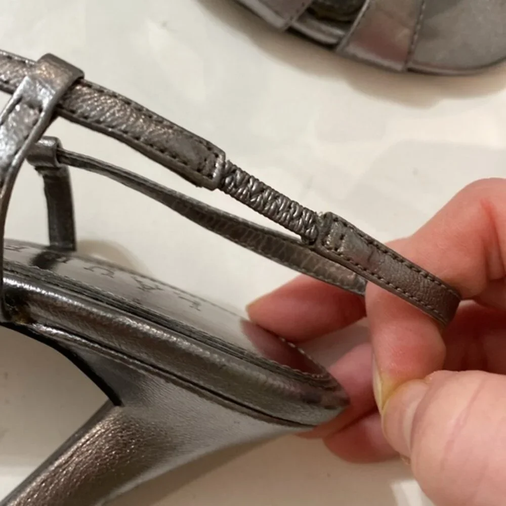 Lauren Ralph Lauren Silver Metallic Strappy High Heel Sandals